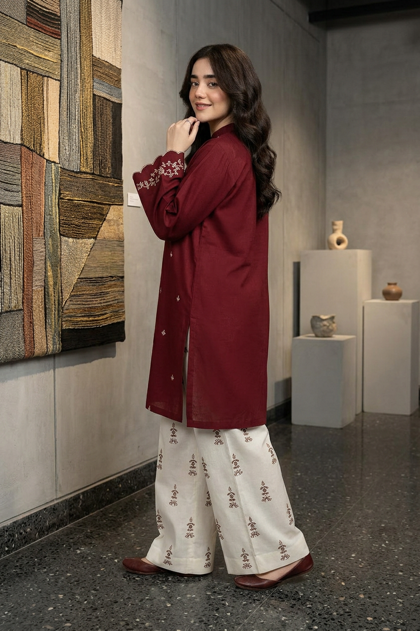 Maroon Noor Embroidered Co-Ord Set Elegant • Modest • Everyday Luxe