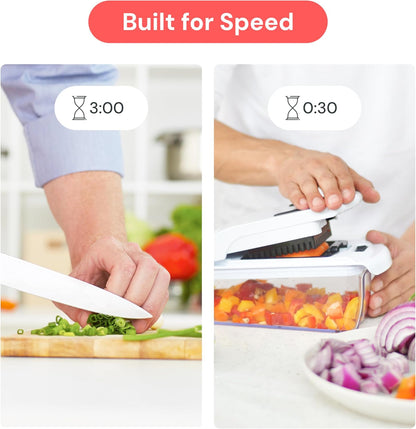 Vegetable Chopper - Chopper and Spiralizer - Food Chopper with Container, Fruit Cutter, Onion Dicer - - Kitchen Gadgets and Gifts (4 in 1, White)