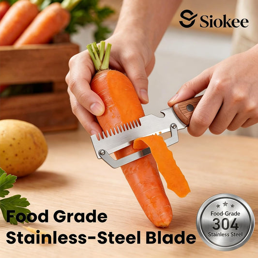 Premium Fruit & Vegetable Peeler with Wooden Handle