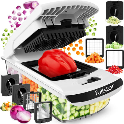 Vegetable Chopper - Chopper and Spiralizer - Food Chopper with Container, Fruit Cutter, Onion Dicer - - Kitchen Gadgets and Gifts (4 in 1, White)