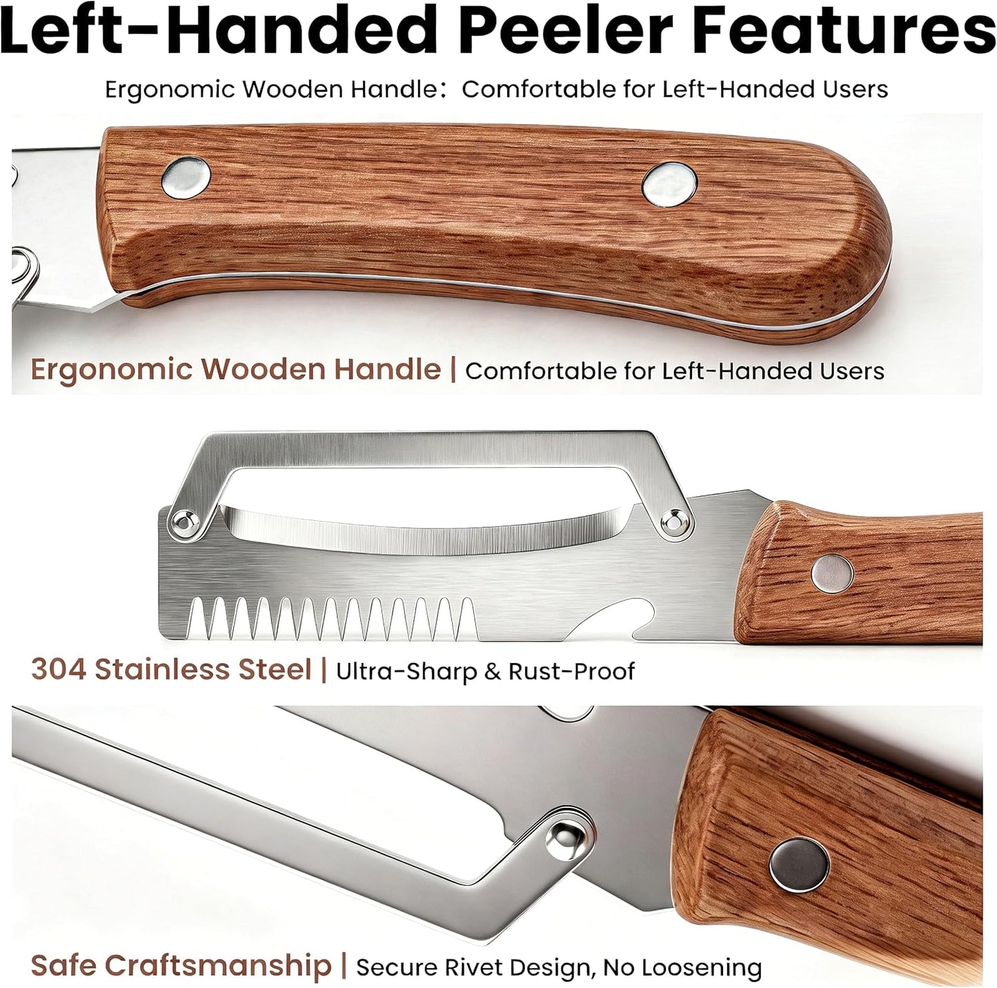 Premium Fruit & Vegetable Peeler with Wooden Handle