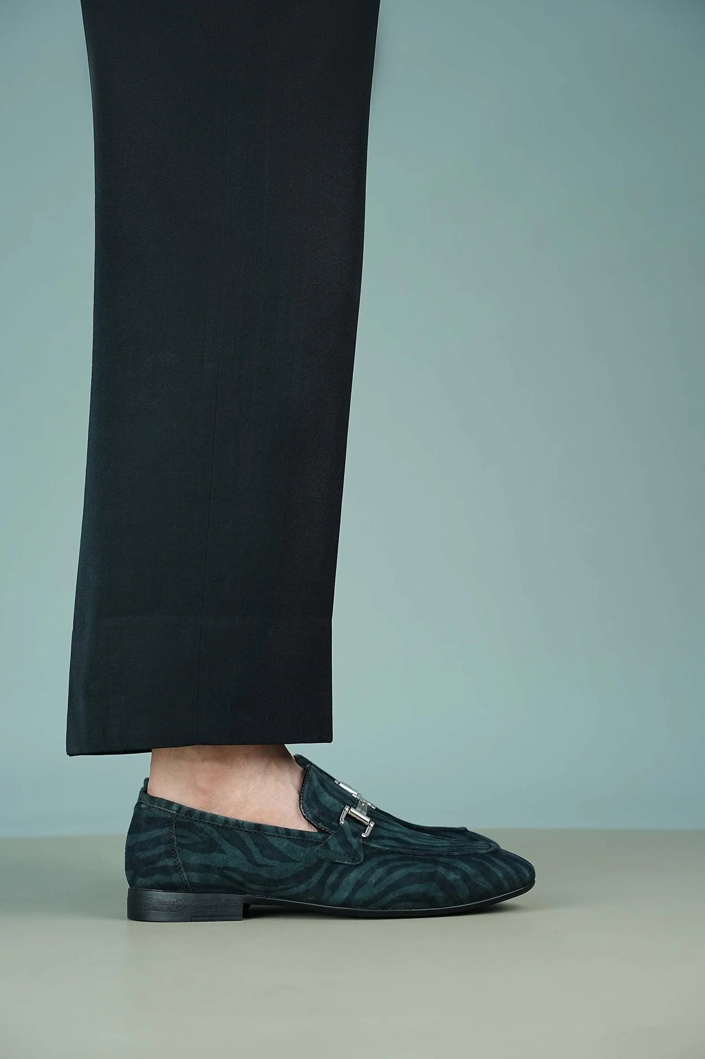 Men’s Classic Suede Loafers with Silver Buckle