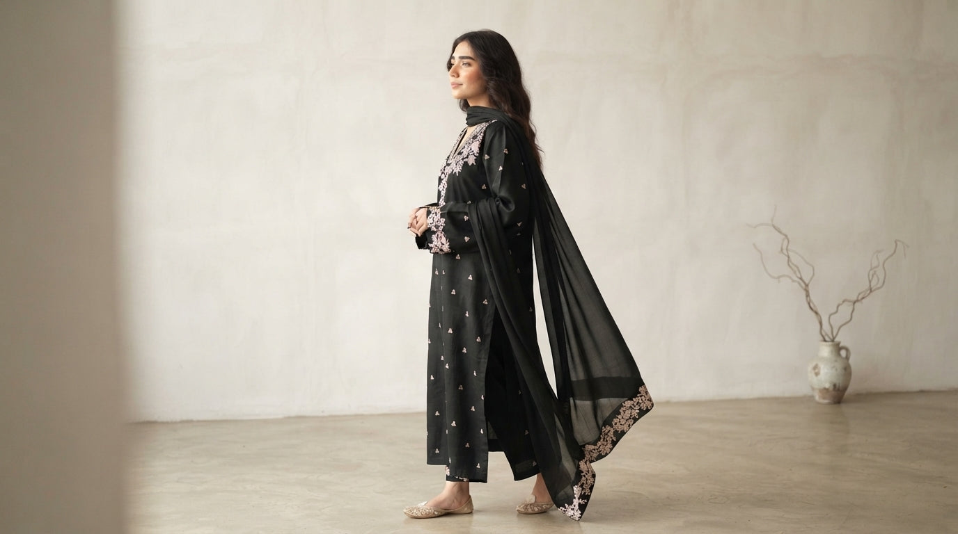 Royal Purple Embroidered Lawn 3-Piece Suit